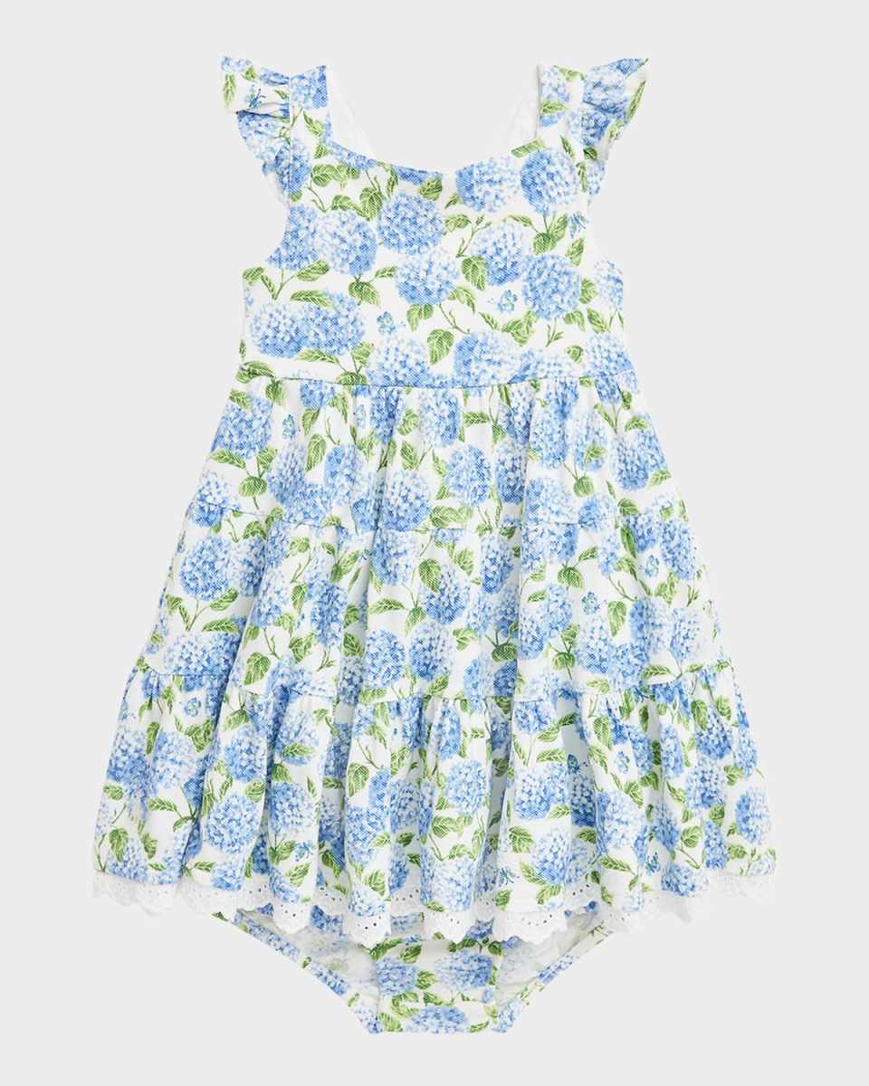 Girl's Floral-Print Dress W/ Bloomers, Size 3M-24